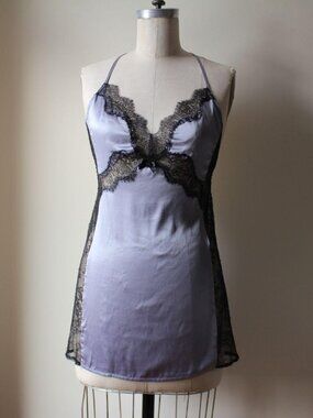 victoria’s secret gray/lavender satin lace slip